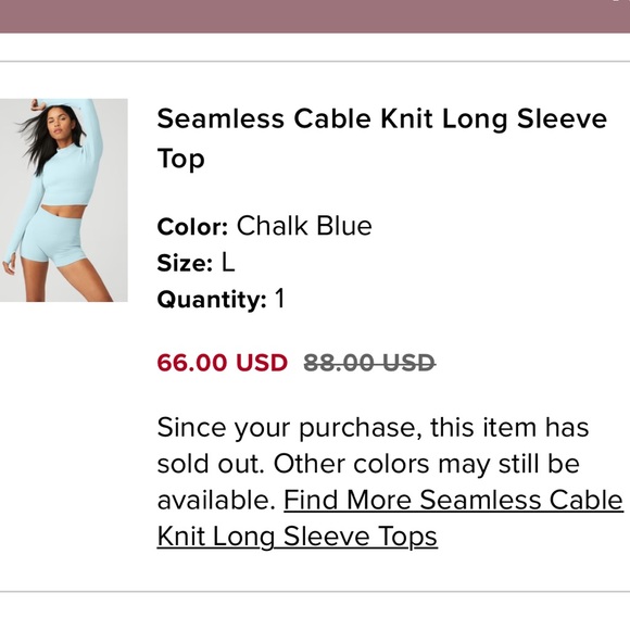 Alo Yoga Seamless Cable Knit Long Sleeve Top - Picture 6 of 6